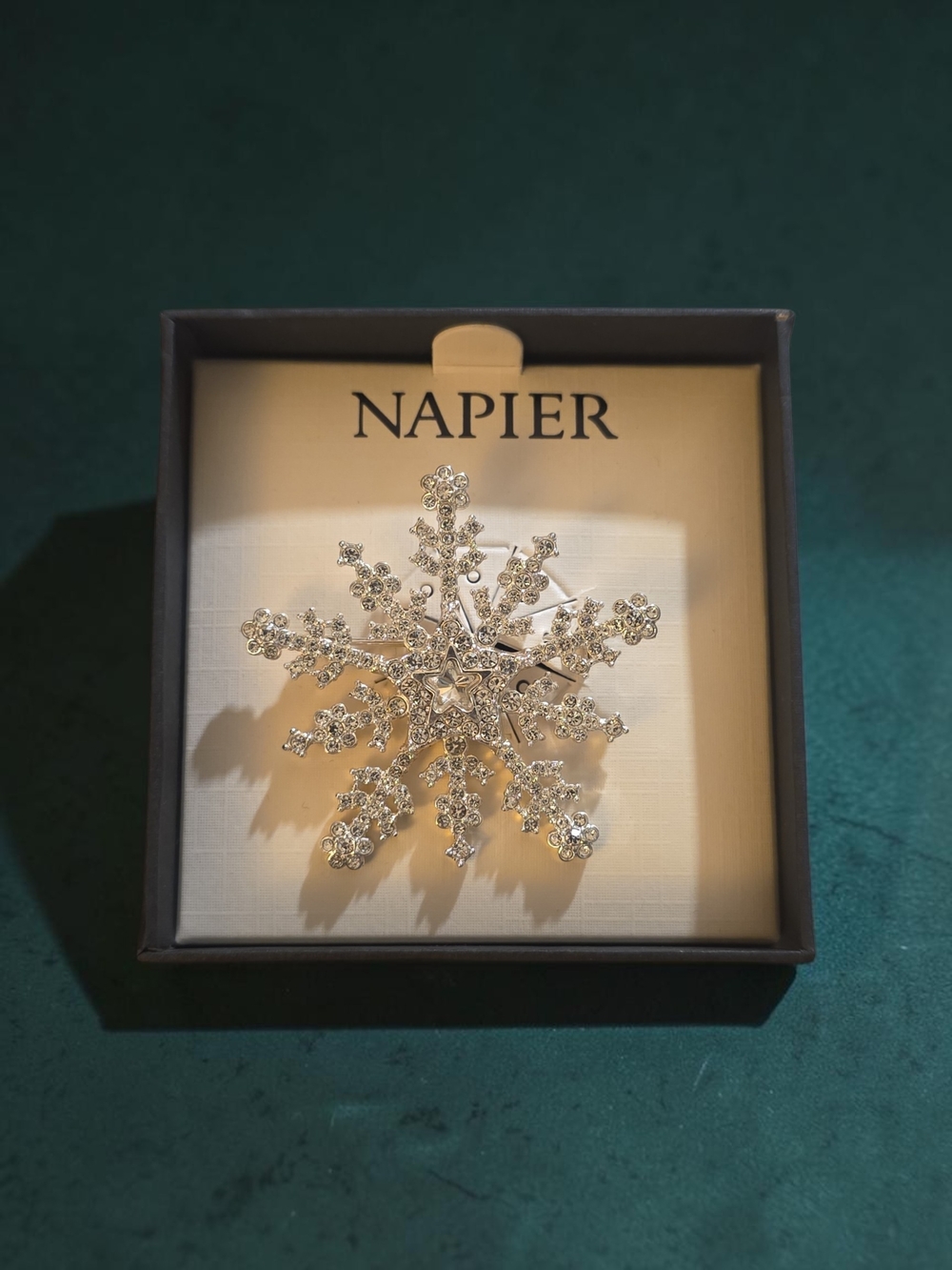Napier Silver Crystal Snowflake Pin Brooch